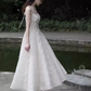 Vintage A line Sleeveless White Lace Prom Dress B679