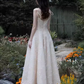 Vintage A line Sleeveless White Lace Prom Dress B679