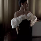 Vintage Mermaid Off The Shoulder Black Velvet Prom Dress B682