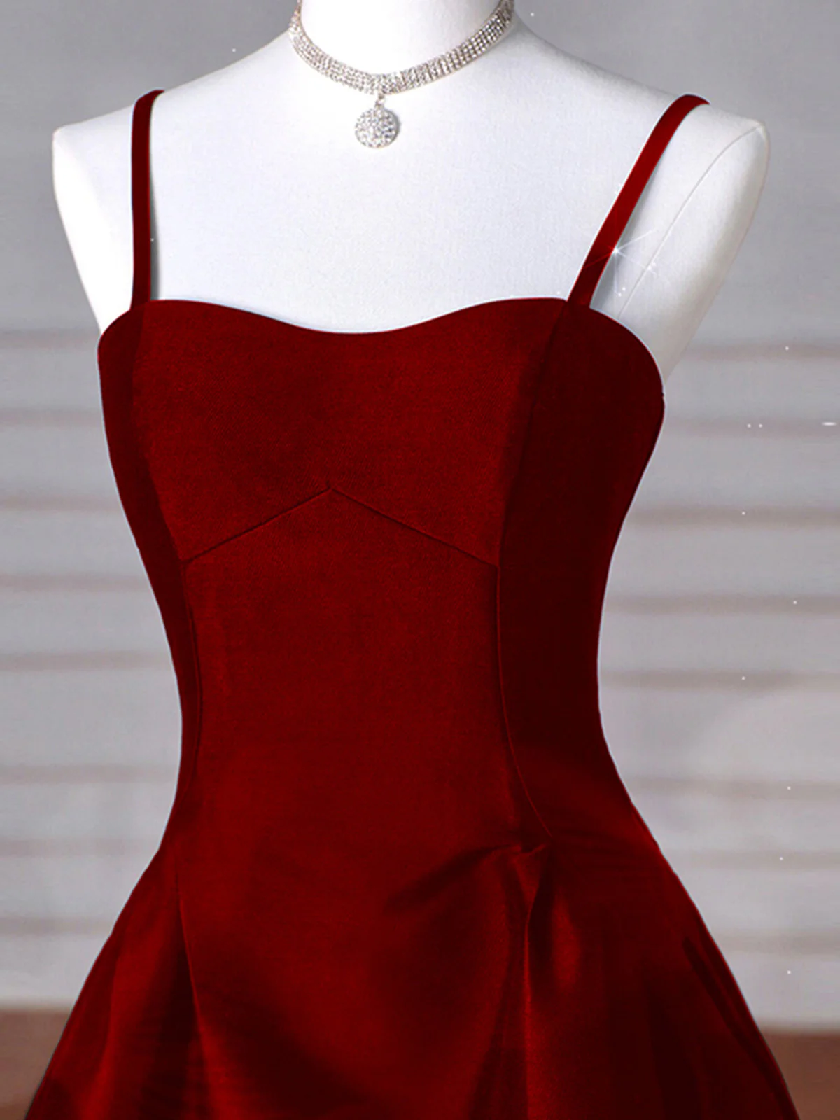 Sexy Wine Red A-Line Straps Satin Long Burgundy Prom Dresses D087