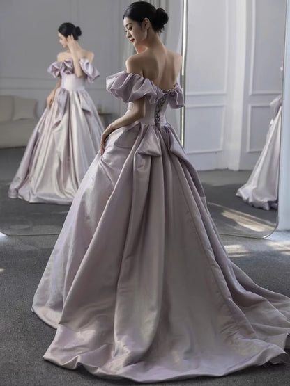 Sexy une ligne hors de l'épaule lilas longues robes de bal B781