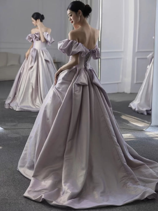Sexy une ligne hors de l'épaule lilas longues robes de bal B781
