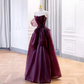 Elegant Ball Gown Strapless Burgundy Organza Long Prom Dress B503