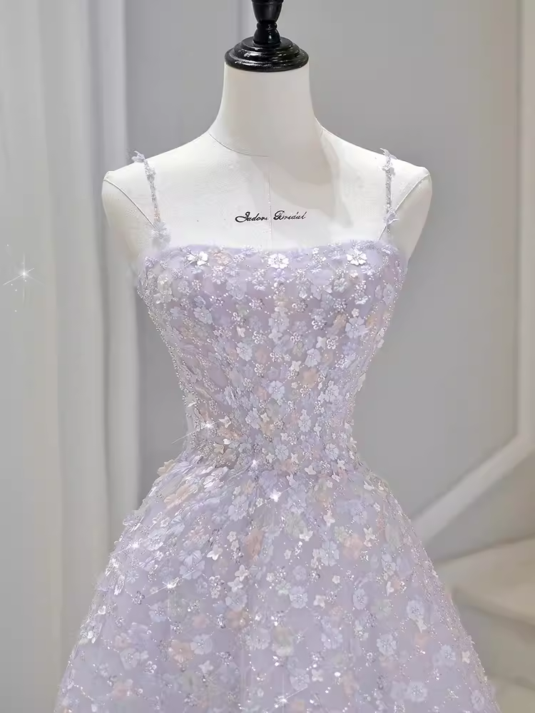Sexy A Line Sleeveless Pink Floral Long Prom Dress B391