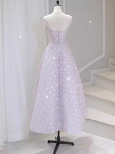 Sexy A Line Sleeveless Pink Floral Prom Dress B392