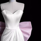Robe de bal longue en Satin, ligne A, sexy, sans bretelles, B778