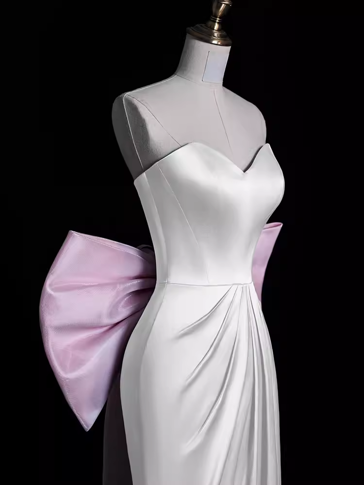 Robe de bal longue en Satin, ligne A, sexy, sans bretelles, B778