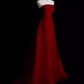 Sexy A Line Strapless Sleeveless Burgundy Long Prom Dress B388