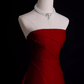 Sexy A Line Strapless Sleeveless Burgundy Long Prom Dress B388