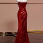 Sexy Mermaid Burgundy Sequin Long Prom Dress B361