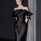 Simple Satin Long Mermaid Prom Dress Spaghetti Straps Party Dress B358
