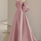 Long Prom Dresses Satin Pink Evening Dress B360