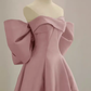 Long Prom Dresses Satin Pink Evening Dress B360
