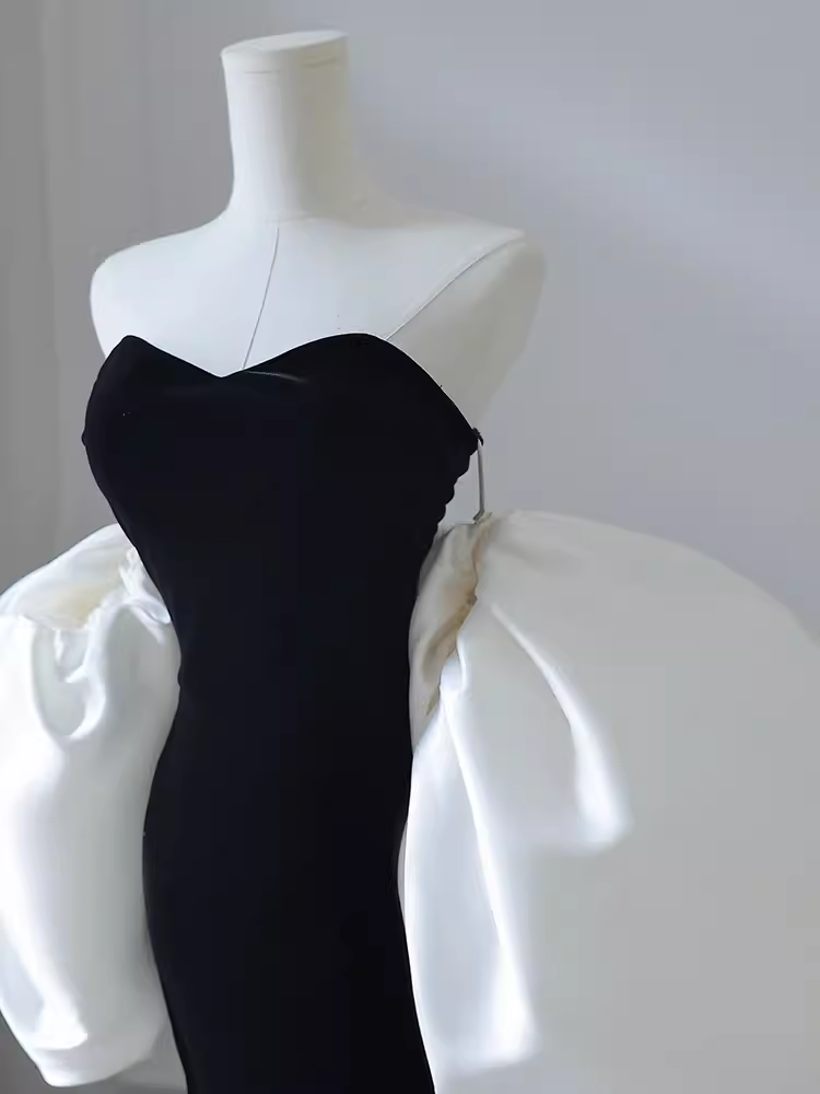 Modest Mermaid Strapless Black Velvet Long Prom Dresses C09