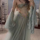 Princess Strapless Off The Shoulder Long Sleeves Dusty Green Floor Length Long Prom Dresses C2856