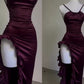 Vintage Mermaid Spaghetti Straps Custom Silk Satin Blue Long Prom Dresses C730