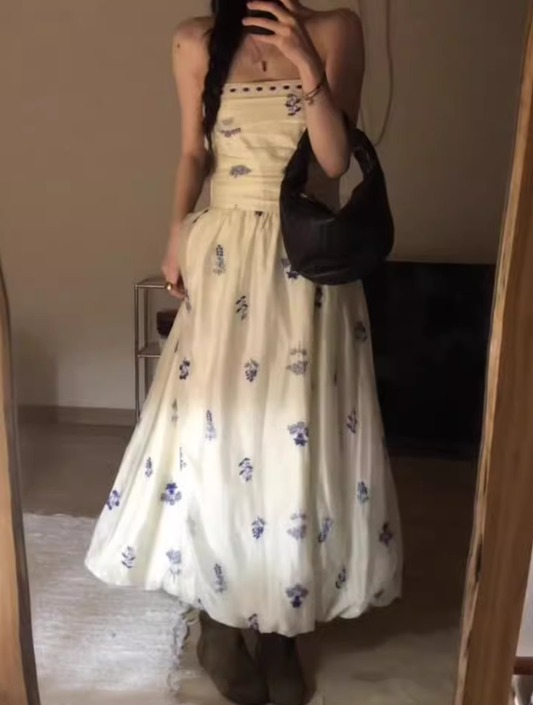 Nouvelle robe longue d'été élégante de style français pour femme C7702