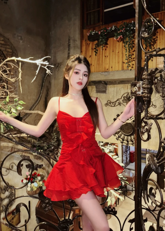 Robe courte d'été pour femme, style français, collection 2026, référence C8003