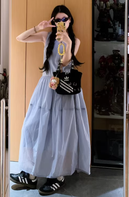 Nouvelle robe longue d'été élégante de style français pour femme C7709