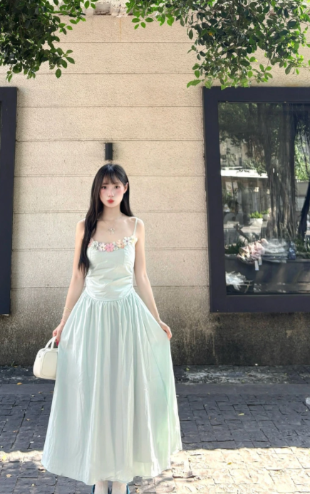 Nouvelle robe longue d'été élégante de style français pour femme C7611