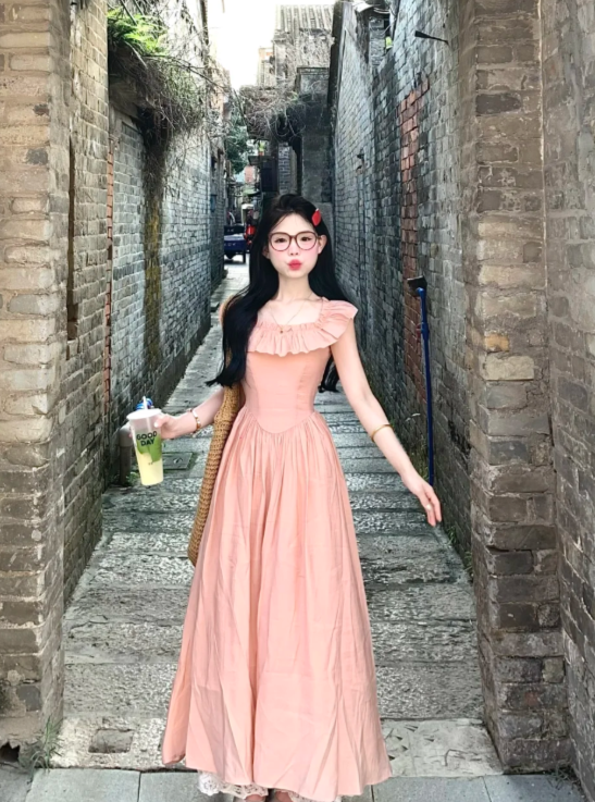 New Pretty French-style  Elegant Summer Women's Long Dress C7913