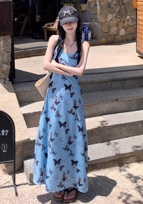 Nouvelle robe longue d'été élégante de style français pour femme C7743