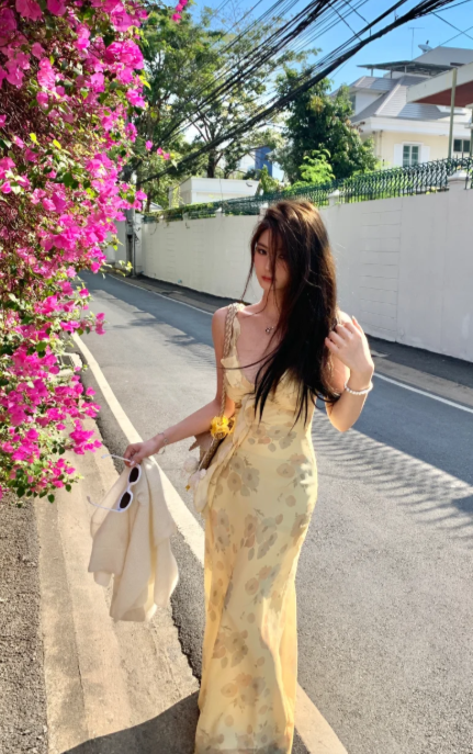 Nouvelle robe longue d'été élégante de style français pour femme C7614