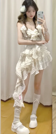 Robe courte d'été pour femme, style français, collection 2026, référence C7394