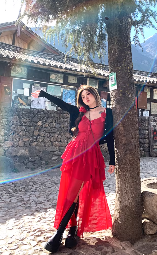 New Pretty French-style  Elegant Summer Women's Long Dress C7819