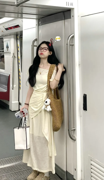 New Pretty French-style  Elegant Summer Women's Long Dress C7901