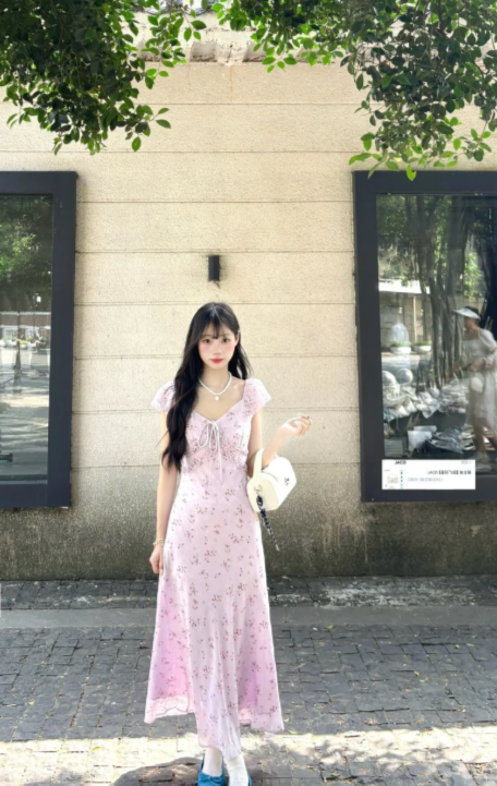 Nouvelle robe longue d'été élégante de style français pour femme C7621