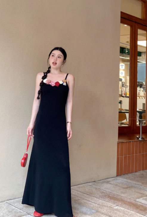 Nouvelle robe longue d'été élégante de style français pour femme C7625