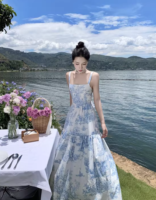 New Pretty French-style  Elegant Summer Women's Long Dress C7828