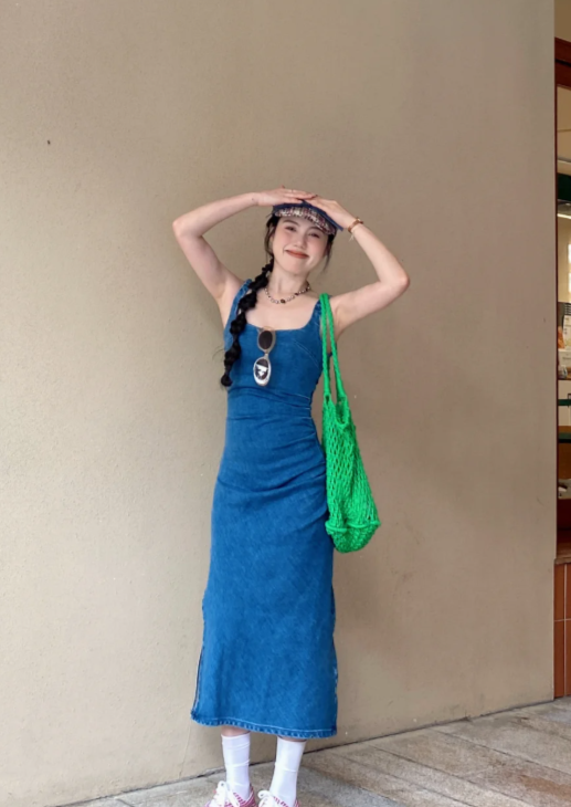 Nouvelle robe longue d'été élégante de style français pour femme C7628