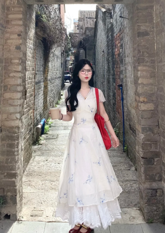 New Pretty French-style  Elegant Summer Women's Long Dress C7902