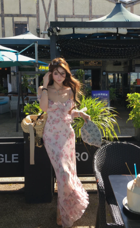 Nouvelle robe longue d'été élégante de style français pour femme C7632