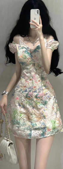 French-style 2026 New Pretty Women's Summer Short Dress C7535