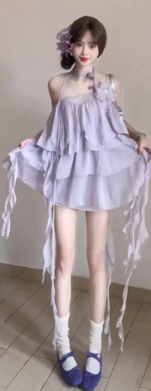 Robe courte d'été pour femme, style français, collection 2026, référence C7539