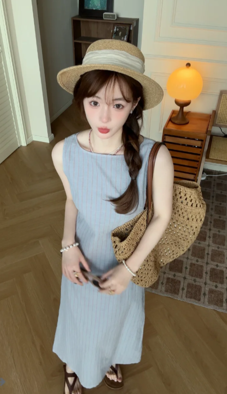 Nouvelle robe longue d'été élégante de style français pour femme C7644