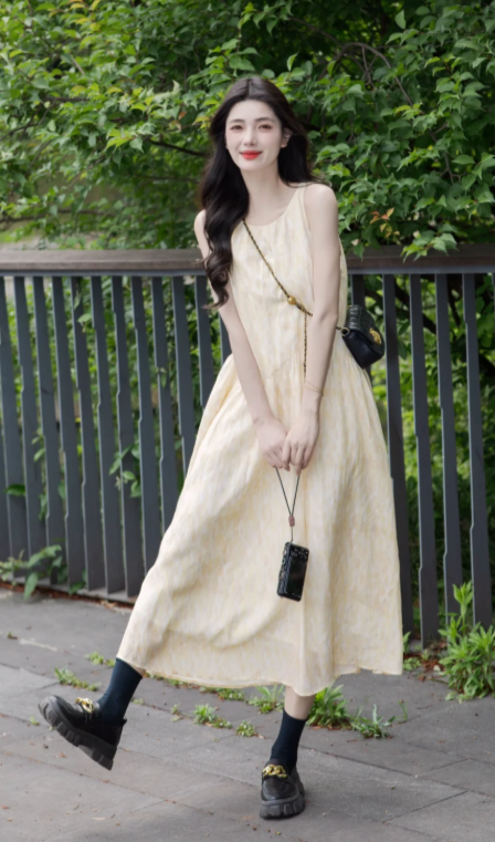 New Pretty French-style  Elegant Summer Women's Long Dress C7849