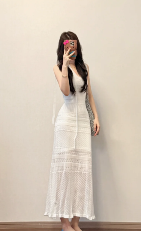 Nouvelle robe longue d'été élégante de style français pour femme C7951