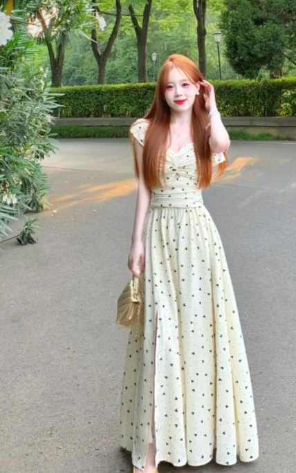 Nouvelle robe longue d'été élégante de style français pour femme C7653