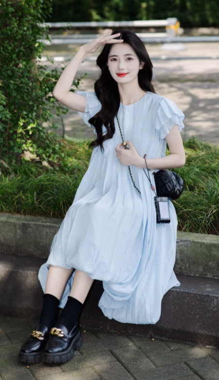 New Pretty French-style  Elegant Summer Women's Long Dress C7853