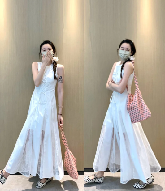 Nouvelle robe longue d'été élégante de style français pour femme C7654