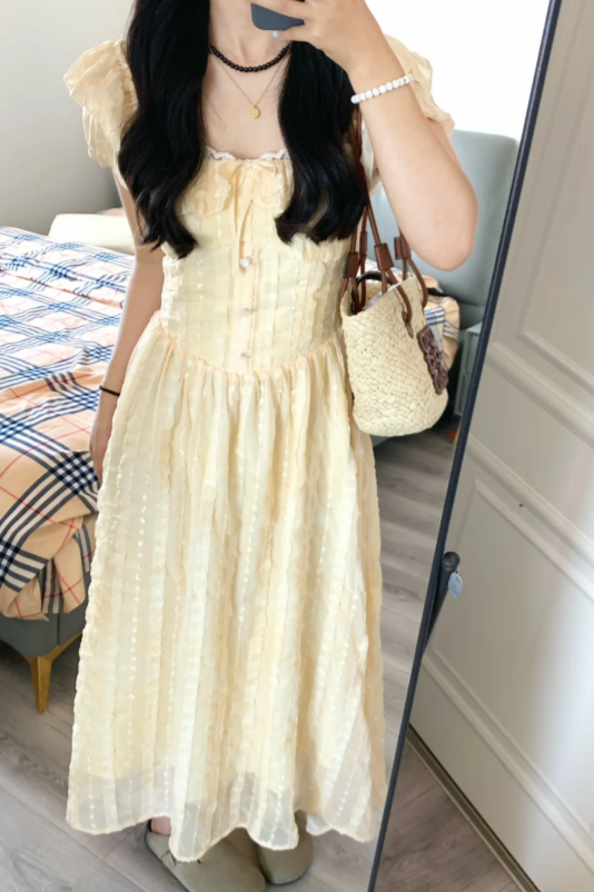 Nouvelle robe longue d'été élégante de style français pour femme C7555