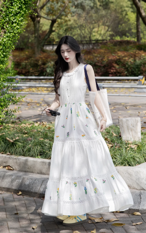 New Pretty French-style  Elegant Summer Women's Long Dress C7856