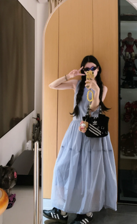 Nouvelle robe longue d'été élégante de style français pour femme C7658