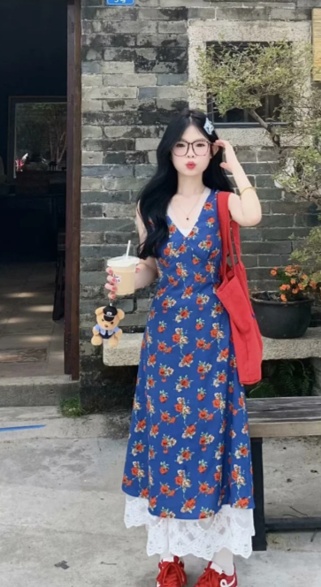New Pretty French-style  Elegant Summer Women's Long Dress C7958