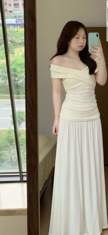 Nouvelle robe longue d'été élégante de style français pour femme C7559