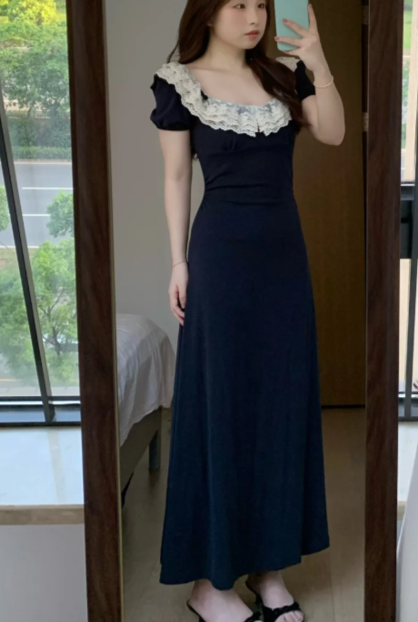 Nouvelle robe longue d'été élégante de style français pour femme C7561